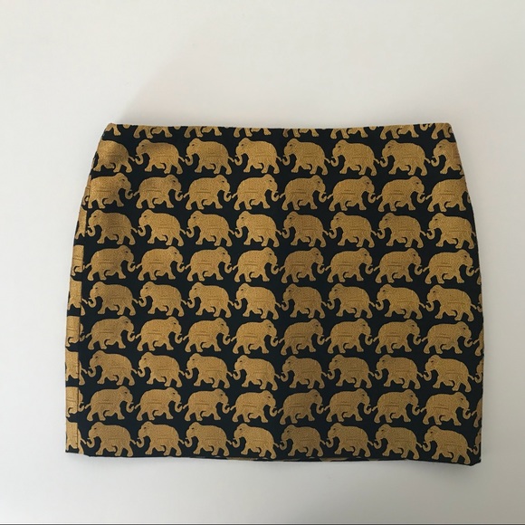 J. Crew Gold Elephant Jacquard Skirt size 4/10 - Picture 2 of 8